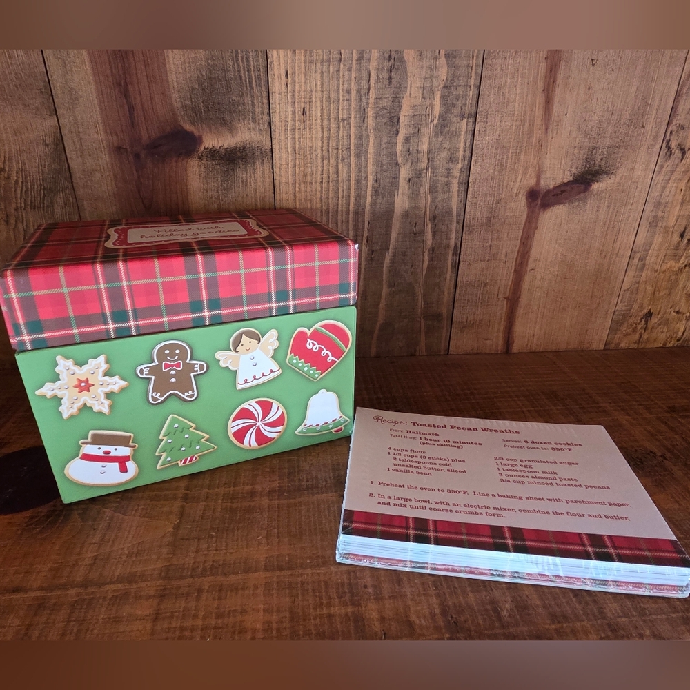 Hallmark Christmas Holiday Box W/ Sealed Recipe Cards Dividers Plaid